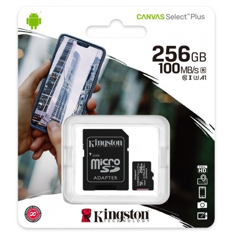 Memoria Micro Sd 256Gb Clase 10 Canvas Plus 100Mb/S Kingston U1