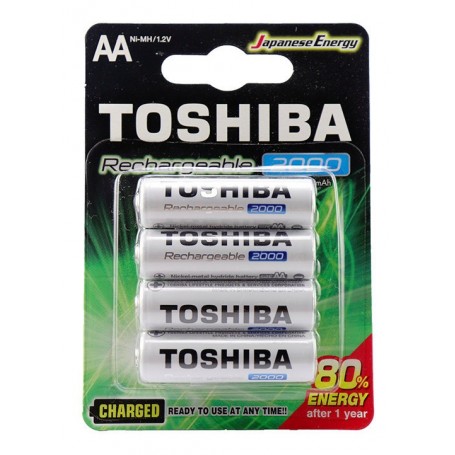 Pilas AA Recargable X4 Toshiba 2000mAh 1.2v