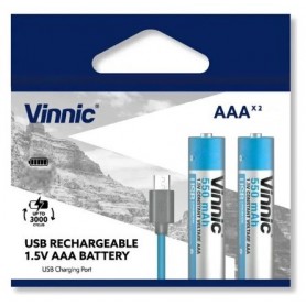 Pilas AA Recargable X2 Vinnic 400mAh Con Cable USB C 1.5v 5v