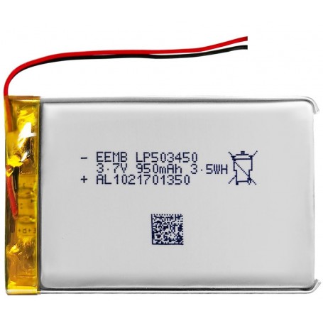 Bateria De Litio LP503450 5.0x34x50mm 3.7V 1000mAh