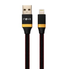 Cable De Carga & Datos Para iPhone Apple Lightning A USB Mallado Inova CAB-3102BP1mt
