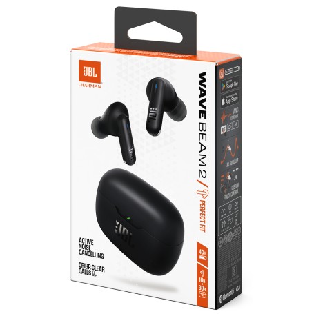 Auriculares Inalambrico In Ear Bluetooth JBL Wave Beam 2 ANC TWS Cancelacion De Sonido IP54 Negro