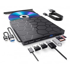 Grabadora Lectora Externa Hub Usb Usb C Lector Tarjeta Sd Mobile External CD DVD-RW Conexion USB-C Tipo-C Type-C USB 3.0
