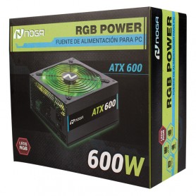 Fuente De Alimentacion Pc Noga 600W ATX 24 + 4 Pines 3 SATA RGB