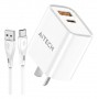 Cargador Cabezal Aitech USB-A USB-C Tipo-C 45W Cable USB-A - USB-C