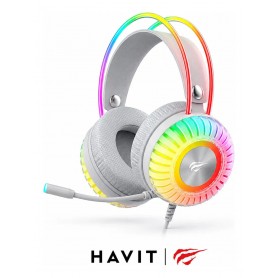 Auricular Vincha Con Cable Gamer RGB USB 7.1 Havit Gamenote H2046U Blanco PC PS4 PS5 XBOX
