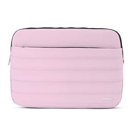 Funda Notebook Soul Puffer 13 Pulgadas Rosa Con Bolsillo Y Correa