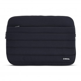 Funda Notebook Soul Puffer 13 Pulgadas Negro Con Bolsillo Y Correa