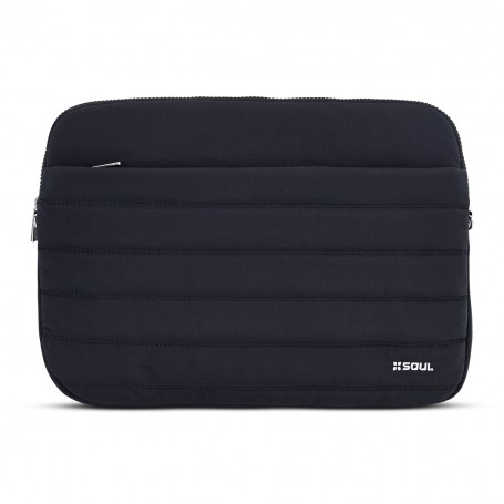 Funda Notebook Soul Puffer 13 Pulgadas Negro Con Bolsillo Y Correa