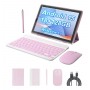 Tablet Weggo Cp20 Pro 10.1 Pulgadas Android 15 4Gb Expandible A 18Gb 128Gb Almacenamiento Con Teclado Mouse y Lapiz Rosa