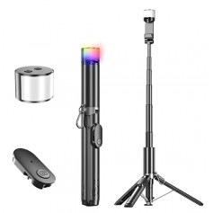 Palo Selfie Tripode Extensible P-27-D 1.90m Con Luz Led RGB Bluetooth