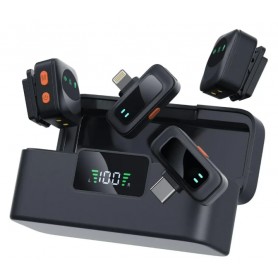 Microfono Inalambrico Corbatero Doble De Solapa Seisa EJ-B6136 Con Receptores iPhone & USB-C