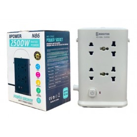 Zapatilla Portatil De Torre 2 Niveles Con Luz LED 8 Enchufes USB USB-C Type-C Tipo-C Cable 1.9mts 2500W