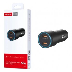 Cargador De Auto 12V 60W Doble USB-C Tranyoo T-C24