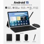 Tablet Weggo Cp20 Pro 10.1 Pulgadas Android 15 Ram 4Gb Expandible A 18Gb 128Gb Almacenamiento Con Teclado Mouse y Lapiz Negro