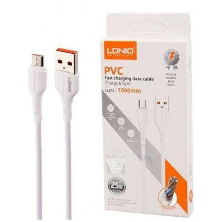 Cable USB Micro V8 LDNIO LS841 25W Carga Rapida & Datos 1mt