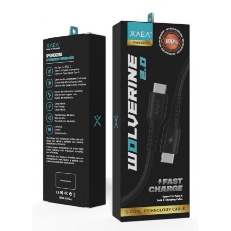 Cable De Carga & Datos Usb-C Tipo-C Type-C XAEA Wolverine 2.0 1mt