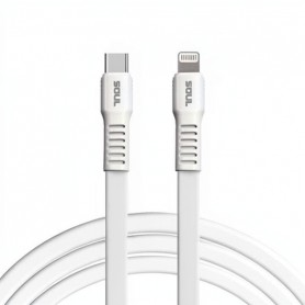 Cable Cargador USB-C Type-C Tipo-C a Lightning Apple Soul Flat (USB-FCLBL) Plano 1mt