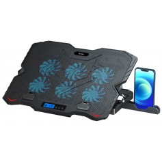 Base De Refrigeracion Cooler Para Notebook Hasta 15.6 Pulgadas Reclinable Con Soporte Para Celulares Kolke KVC-770