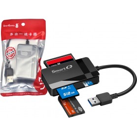 Lector De Tarjetas De Memoria USB 3.0 4 en 1 (SD, MicroSD, CF, MS)