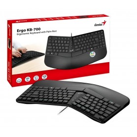 Teclado Ergonomico Curvo Genius Ergo KB-700 USB Negro Con Apoya Muñecas