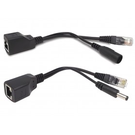Kit De Cables Inyector Y Divisor PoE Pasivo RJ45 Con Jack DC 5.5x2.1mm (Par)