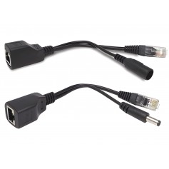 Kit De Cables Inyector Y Divisor PoE Pasivo RJ45 Con Jack DC 5.5x2.1mm (Par)