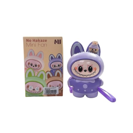 Mini Ventilador Labubu Recargable Collar Usb C Violeta