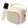 Parlante Portatil Karaoke Con Microfono Inalambrico RGB Conexion USB-C Tarjeta Micro SD Mini Plug Havit SK818BT Beige
