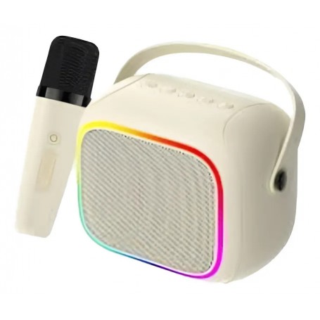 Parlante Portatil Karaoke Con Microfono Inalambrico RGB Conexion USB-C Tarjeta Micro SD Mini Plug Havit SK818BT Beige