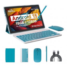 Tablet Iweggo Cp20 Pro 10.1 Pulgadas Android 15 Ram 4Gb Expandible A 18Gb 128Gb Almacenamiento Con Teclado Mouse y Lapiz Azul