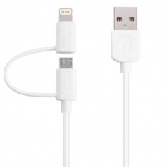 CABLE 2 EN 1 LIGHTNING Y MICRO USB 1.5 METRO CON FILTRO IPHONE IPAD SAMSUNG