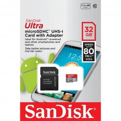 MEMORIA MICRO SD 32GB SANDISK UHS-I FULL HD 80MB/S