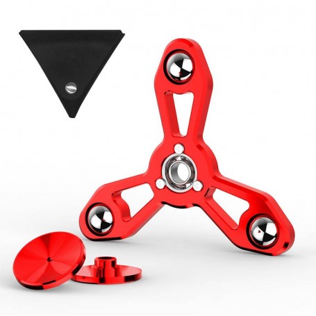 Fidget Spinner Pro Alta Gama Metal Ultra Rapido Ezoon 3 Puntas Rojo 3-5 Minutos Con Estuche Cuero