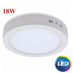 Panel Led 18W Redondo Luz Dia Plafon Blanco Frio Aplicar