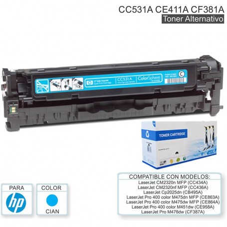 Toner Alternativo Hp 305A Ce411A Ce411 Cyan Pro 400 Color M451Dn M451Dw M451Nw M475Dw M475Dn Laserjet 300 Color Mfp M375Nw