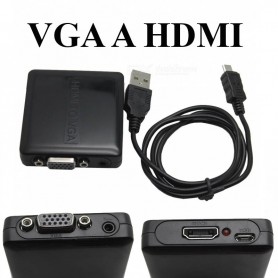 Adaptador Mini Conversor Vga A Hdmi 1080 Full Hd Con Audio Con Alimentacion