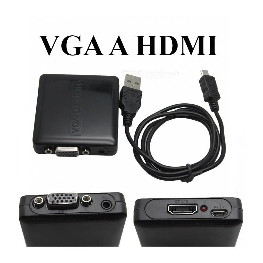 Adaptador Conversor VGA a HDMI con USB Audio y Alimentacion