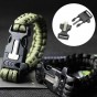 PULSERA PARACORD SUPERVIVENCIA CON BRUJULA SILBATO PEDERNAL Y NAVAJA YUZE NEGRA O VERDE