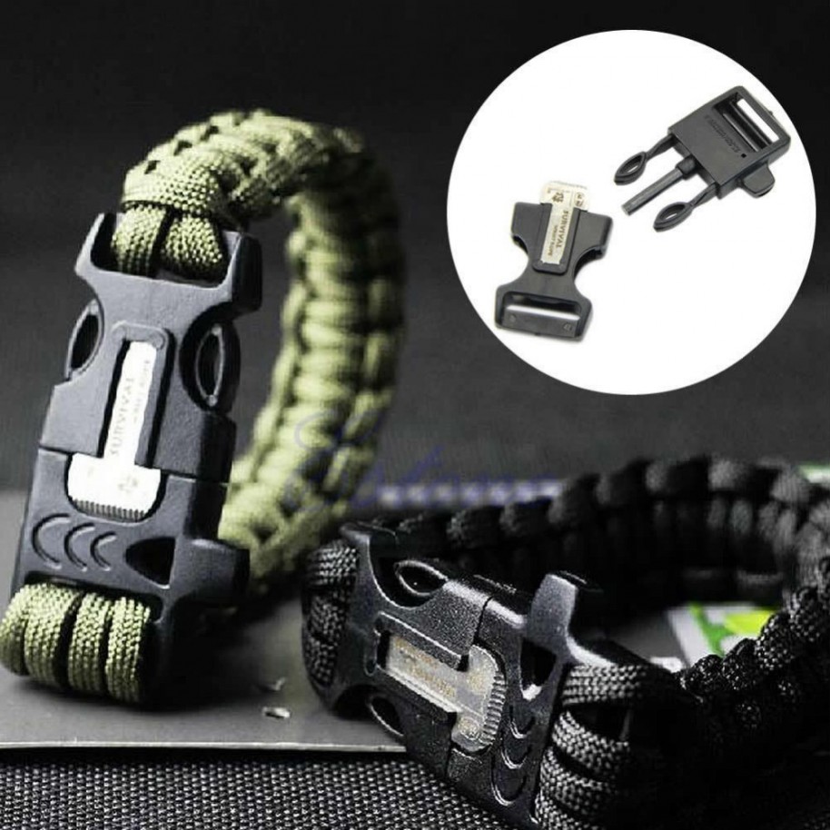 Pulsera Paracord Supervivencia Pedernal Brujula Silbato