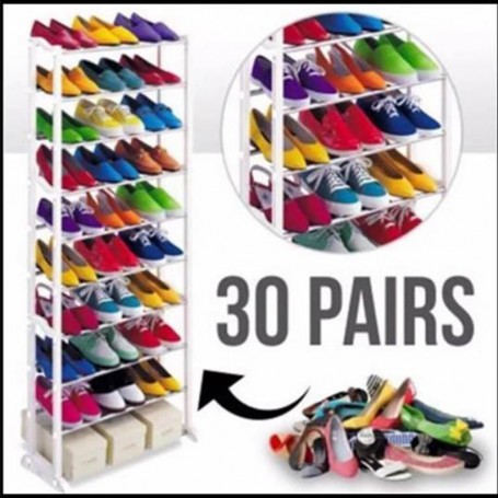 MUEBLE ORGANIZADOR DE ZAPATOS 30 PARES SHOE RACK VARILLAS EXTENSIBLES METALICAS