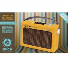 Radio Spica Diseño Retro Amarilla Am Y Fm Bluetooth Usb Sp-219R Vintage Outlet Sin Bateria (Solo Enchufada)
