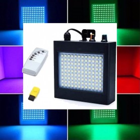 Flash Estroboscopico Audiorritmico Rgb Con Parlante 108 Led Control Remoto Usb