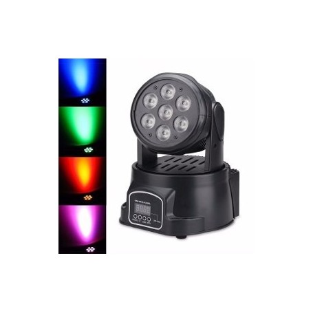 CABEZAL MOVIL 7 LED RGB AUDIORRITMICO DMX EFECTO DJ