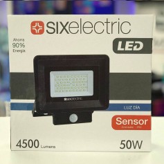 REFLECTOR LED C/ SENSOR MOVIMIENTO 50W BLANCO SMD LUZ DIA SIX ELECTRIC