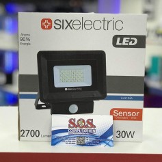 REFLECTOR LED C/ SENSOR MOVIMIENTO 30W BLANCO SMD LUZ DIA SIX ELECTRIC