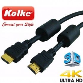 CABLE HDMI KOLKE 3 MTS NEGRO KC131 1.4V CON DOS FILTROS NEGROS