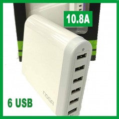 Cargador Rapido Usb 6 Salidas 10.83A Noga Ng-360 Zapatilla Usb