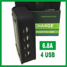 CARGADOR USB 4 SALIDAS 6.8A NOGA NG-660