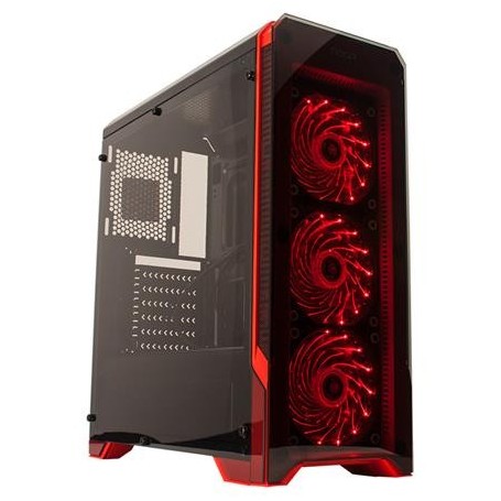 GABINETE PC GAMER ACRILICO NOGA NG-8609 CON FUENTE 600W COOLER COLOR ROJO